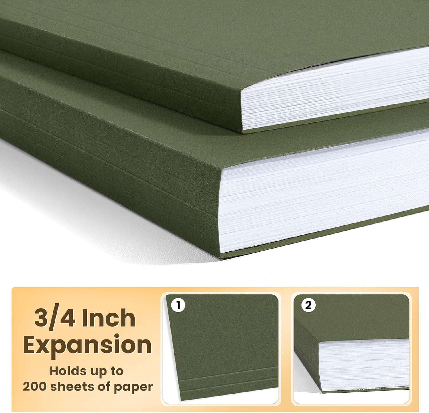 Hanging File Folders, 25 Pack Reinforced Hang Folders Letter Size, Adjustable 1/5-Cut Tabs, Designed for Bulky Files, Filing Cabinet, Standard Green