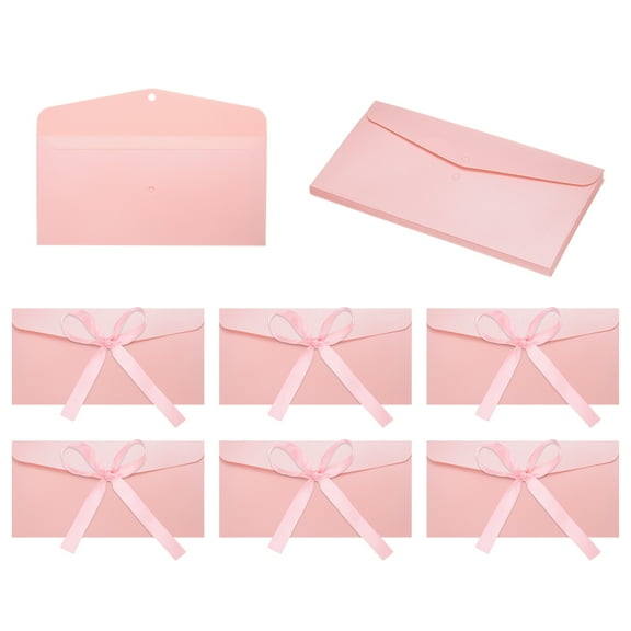 Uxcell 20 Pack Greeting Card Envelopes with Ribbon Bow Tiny Items Storage Vintage Present Card Holder, Pink