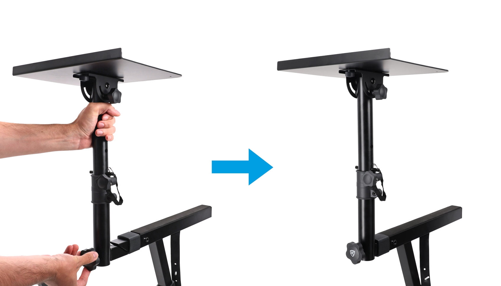 Rockville ZLS Laptop Stand Attachment for Z-Stands, 12 inch x 9.5 inch Tray – Adjustable Height & 0–75 degree Tilt, Silicone Anti-Slip Pad, Fits 35mm x 35mm Square Tube