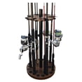 thumbnail image 1 of Rush Creek Creations 24 Fishing Rod Spinning Round Storage Rack, Dark Walnut, 1 of 4