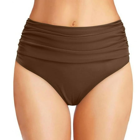 Yanyanz Tummy Control Underwear for Women  Spring Summer Women s Beach Solid Color High Waisted Printed Bikini Split Swimsuit  Women s Swimwear 1PC Brown L