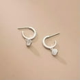 thumbnail image 5 of K-KED 925 Sterling Silver Open 15mm Hoop Stud Earrings Crystal Drop-Gold, 5 of 6