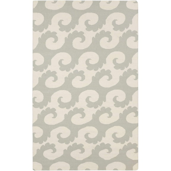 Hauteloom Arkoma Wool Living Room, Bedroom Area Rug - Coastal - Ivory, Medium Gray - 2' x 3'