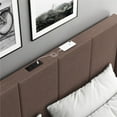 thumbnail image 4 of DHP Lamora Upholstered Wingback Bed Frame with USB, King, Taupe Linen, 4 of 23