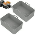 thumbnail image 2 of Relax love Air Fryer Liner 2Pcs Rectangle with Handle Reusable Heat Resistant Baking Pan Air Fryer Accessories Liners for Air Fryer Oven Microwave,Gray, 2 of 11