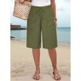 thumbnail image 4 of Womens Short Style with Pockets Casual Shorts for Women Summer Relaxed Fit Five Point Length Army Green XL, 4 of 6