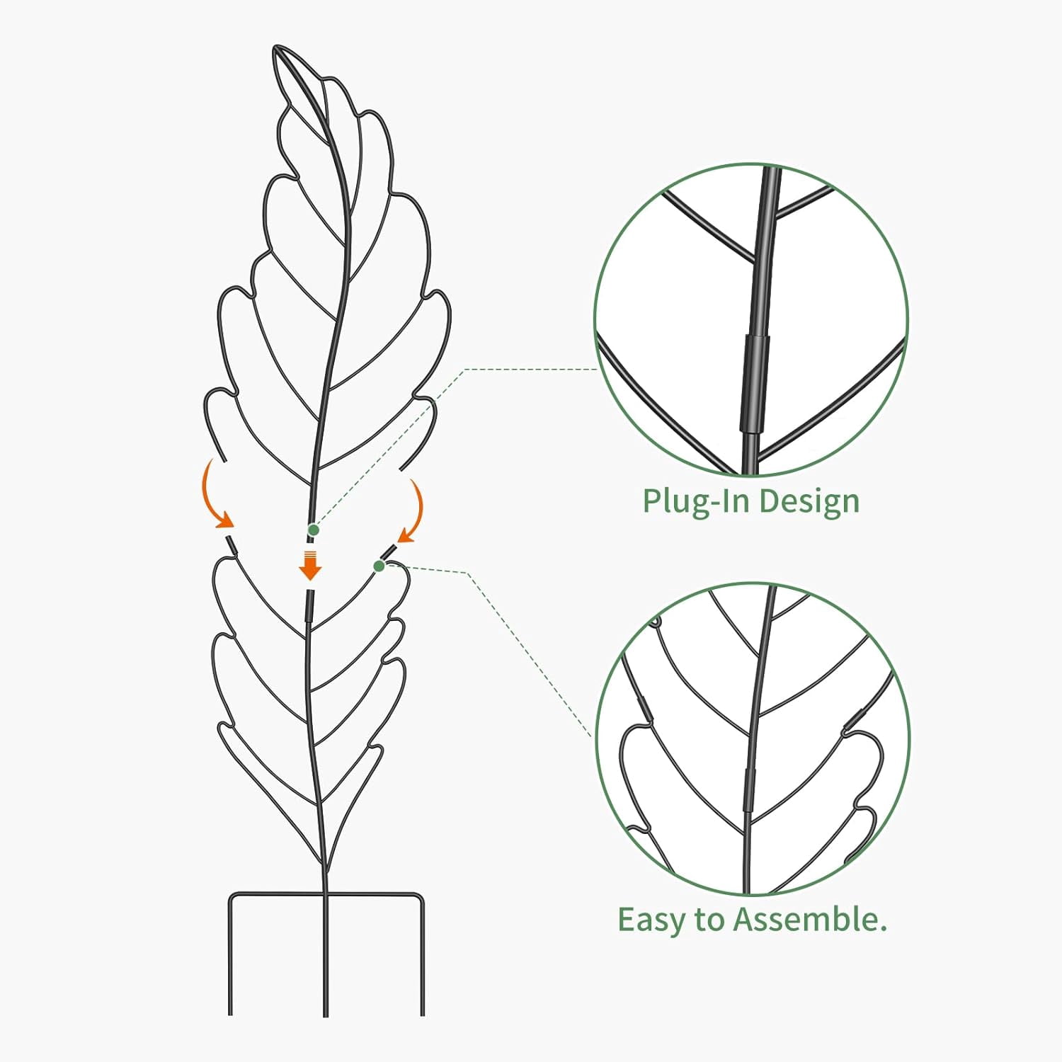 ABORON 3 Pack Leaf Metal Garden Trellis for Climbing Plants Outdoor, Metal Plant Trellis for Flowers Tomato Cucumber Rose Vegetable Support Garden Decoration