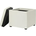 thumbnail image 6 of Joveco Storage Square Ottoman with Tray, Small Fabric Foot Rest Stool Cube, Coffee Table for Dorm Living Room Bedroom, White, 6 of 14