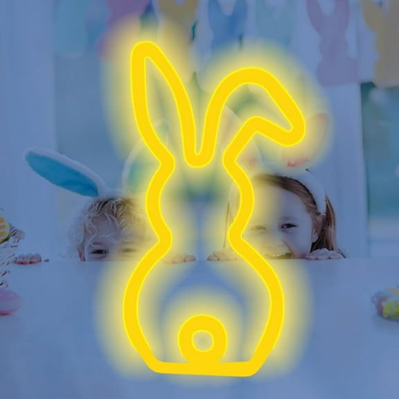MXTPOV Rabbit Shaped Neon Lights, Cute Easter Bunny LED Lights for Windows Party, Exquisite Easter Lights for Wall Decor, Easter Decorations
