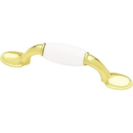 DISCONTINUED Liberty Polished Brass and White 3" Ceramic Insert Spoon Foot Pull
