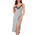 thumbnail image 1 of Robe de Nuit à Manches Courtes pour Femmes, Mélange Mat Polyester-Spandex, Col Rond, Longueur Mi-Mollet, Tenue Décontractée à la Maison, Lavage à la Main à l'Eau Froide, 1 of 4