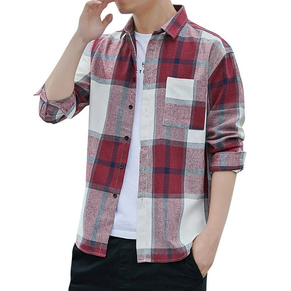 Futezty Flannel Shirts Men Casual Plaid Outerwear Button Down Long Sleeve Lightweight Jacket