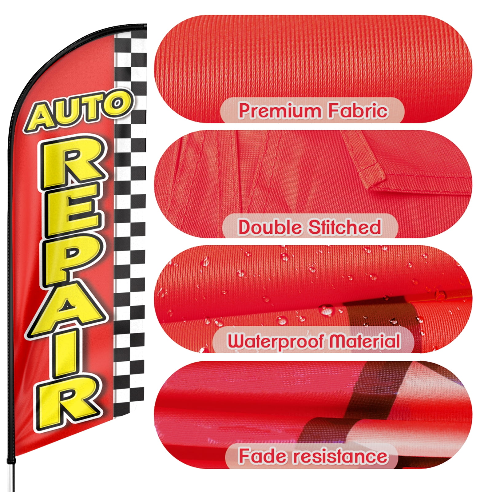 Auto Repair Sign Feather Flag,8FT Auto Repair outdoor advertising flag, Auto Repair Business Sign,Auto Repair Swooper Flag（FLAG ONLY）