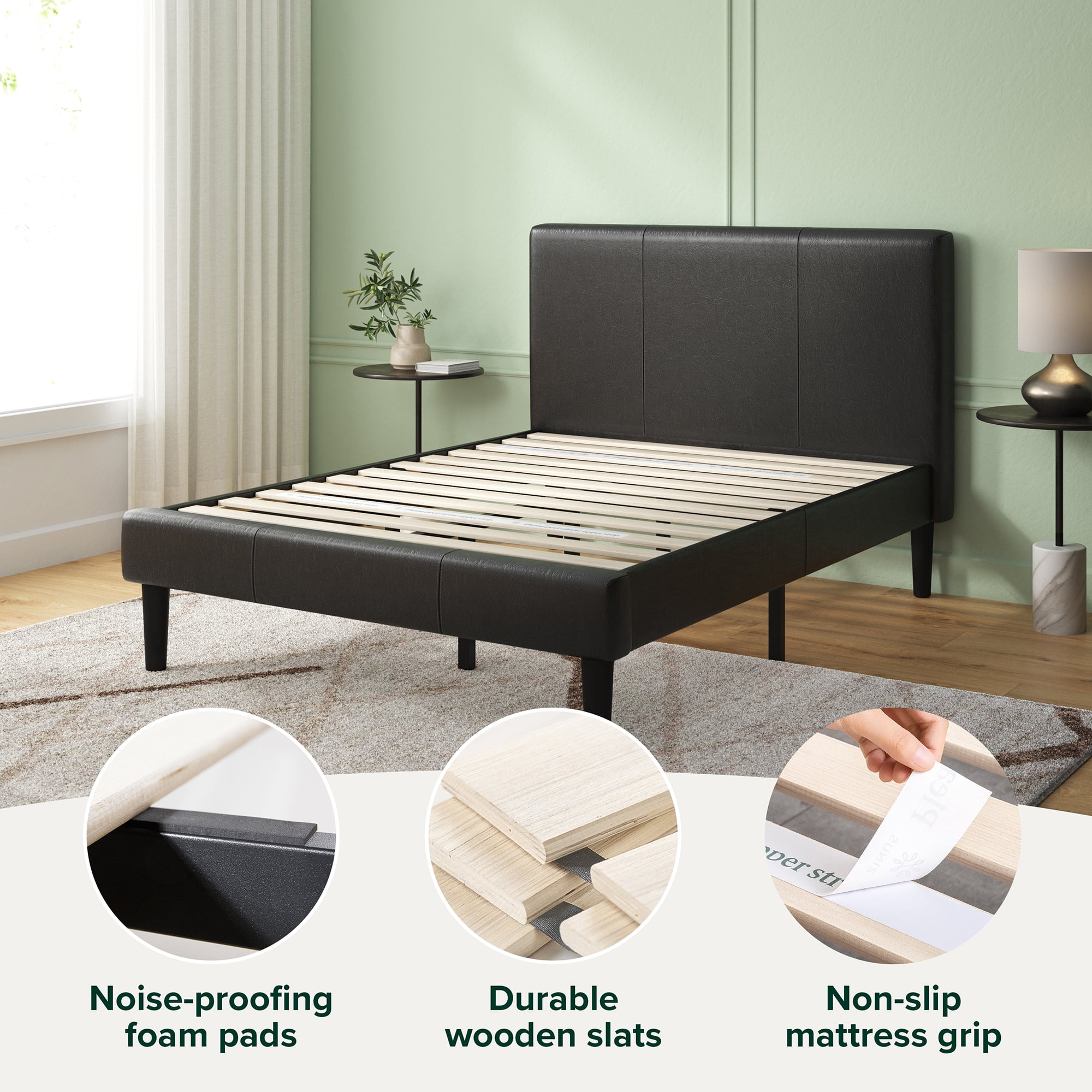 Zinus Gerard Faux Leather Platform Bed Frame, Twin