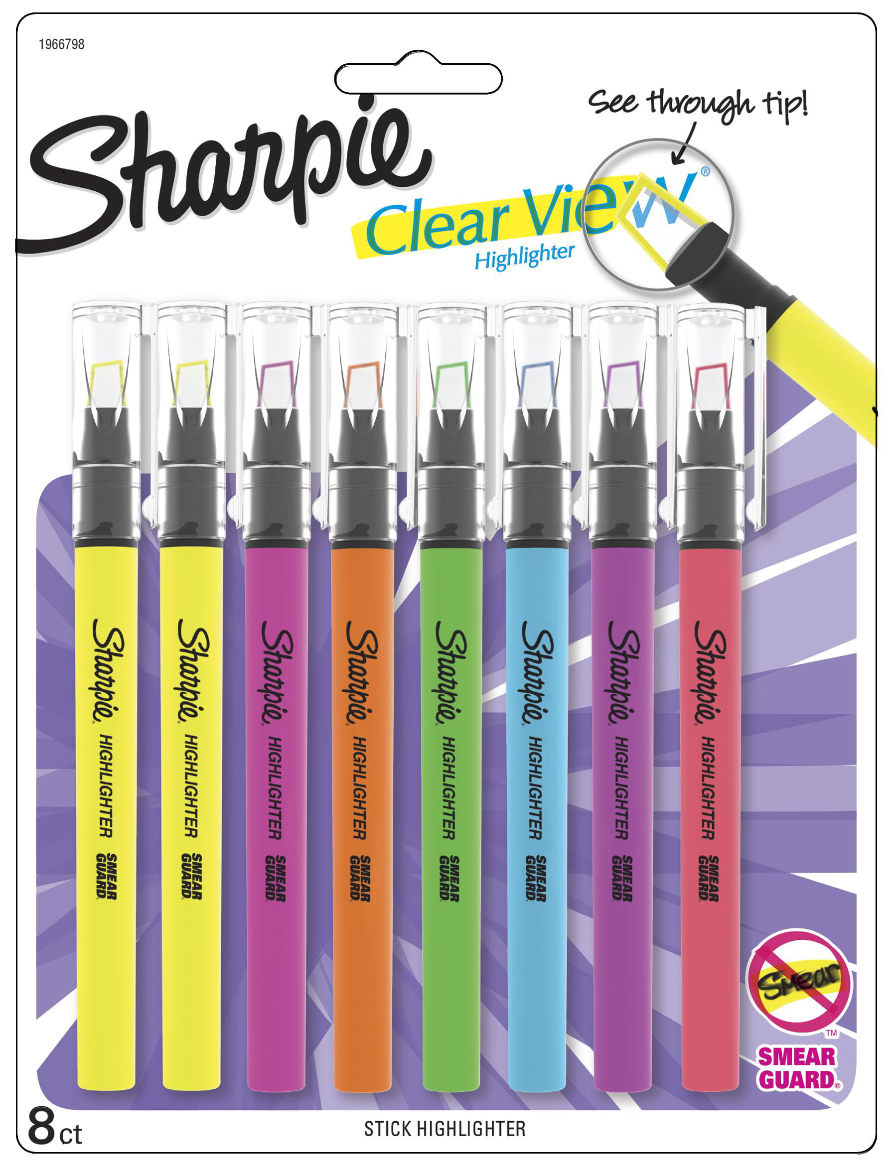 Sharpie Highlighter, Clear View Highlighter with See-Through Chisel Tip, Stick Highlighter, Assorted, 8 Count (Colors in pack may vary) - Walmart.com