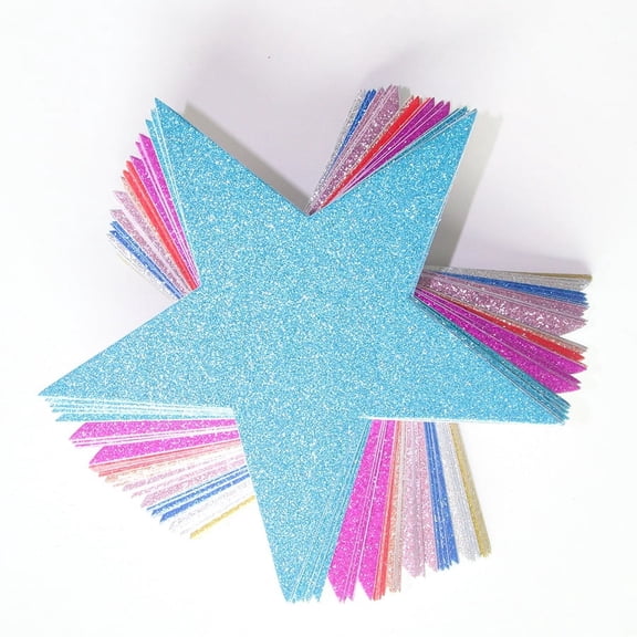 Glitter Five-Pointed Stars Decoration, Birthday Party Classroom Displays, 80 Pieces, 5.31 in, 80 Count