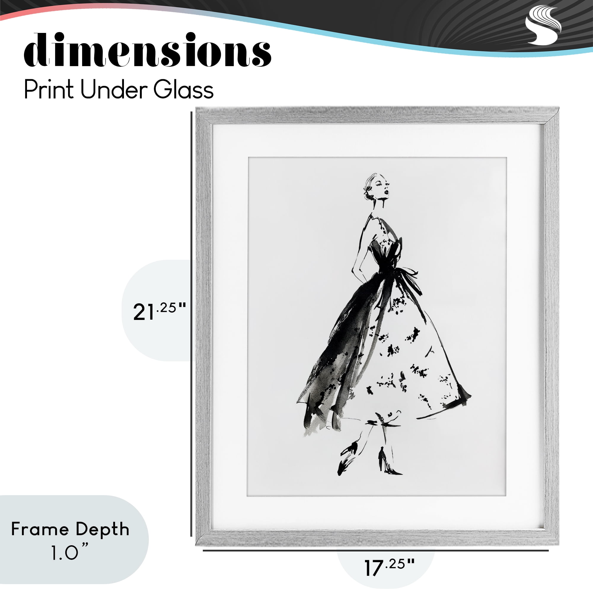Stupell Industries Ethereal Couture Contour Gray Framed Print Under Glass, design by Svetlana Aleynikova