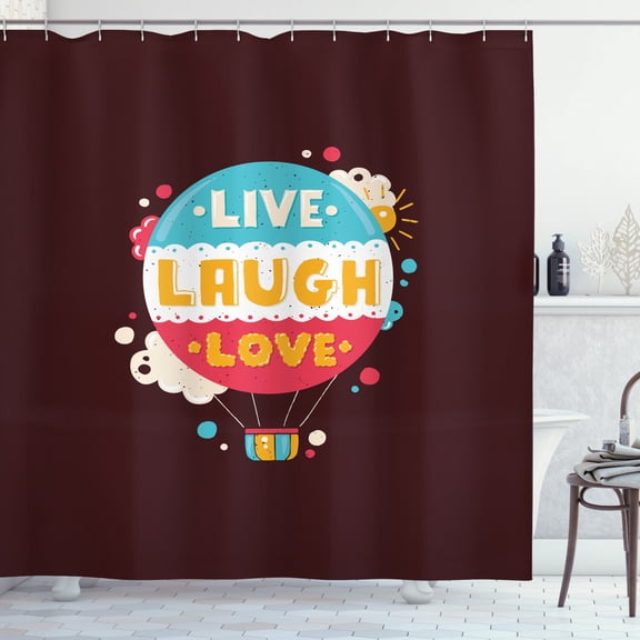Ambesonne Love Shower Curtain, Air Balloon Cheerful Retro, 69"Wx84"L, Multicolor