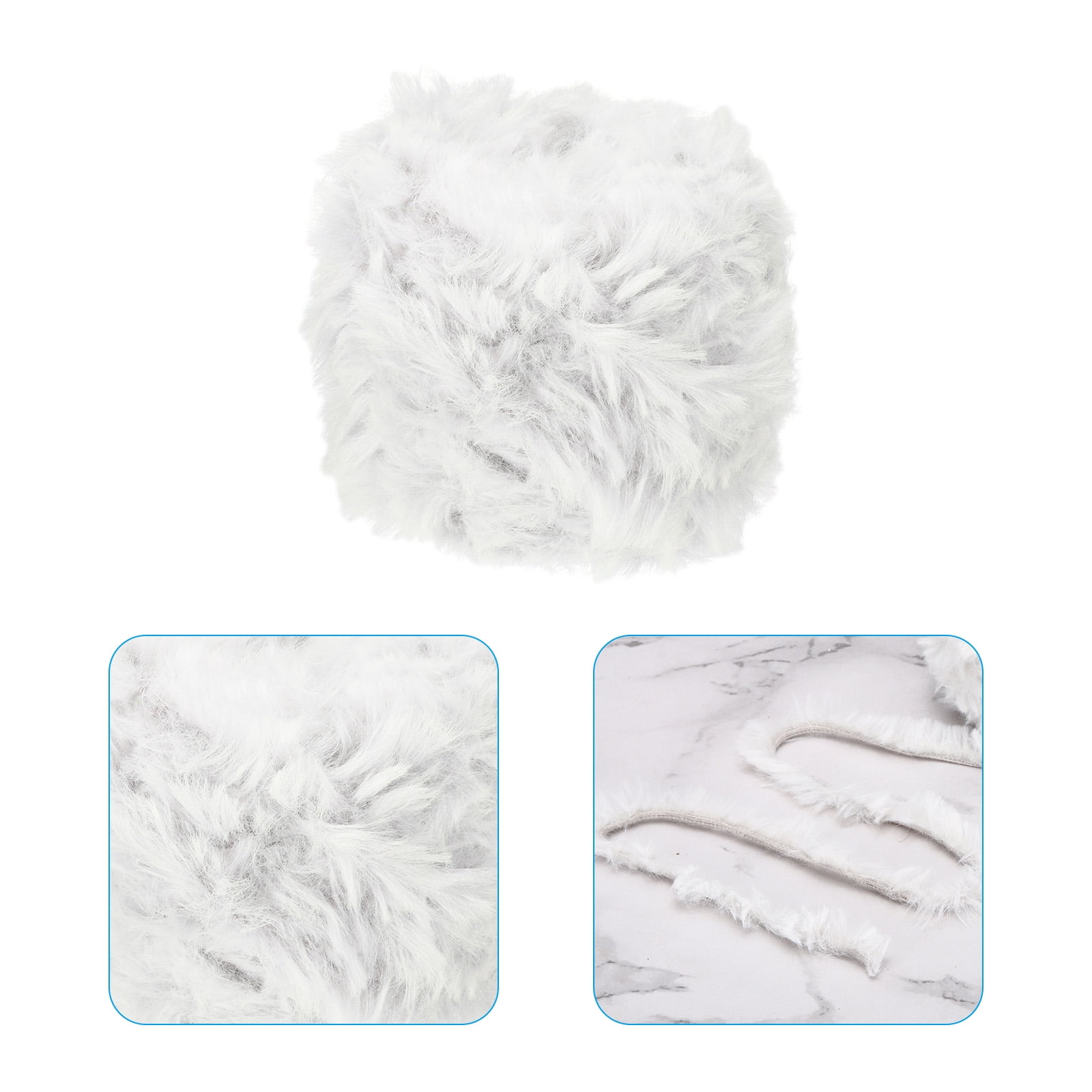 Uxcell 35yds Faux Fur Yarn,4 Skeins Fuzzy Yarn Crochet Fluffy Yarn Soft Chunky Polyester Plush Fur Eyelash,Grey White