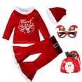 thumbnail image 3 of Baby Girls Christmas Santa Claus Clothes Set Kids Long Sleeve Velvet Top Flare Pants Hat Xmas Elf Santa Suit New Year Outfits, 3 of 5