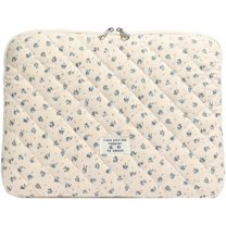 Cute Laptop Sleeve 13-15 Inch Laptop Accessories Aesthetic Quilted Computer Bag with Flower Puffy Printing for MacBook