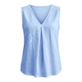 thumbnail image 6 of GZWYHT Women V Neck Tank Tops Summer Sleeveless Tunic Casual Basic Shirts True Classic Tees Cute Trendy Clothes Blue L, 6 of 7