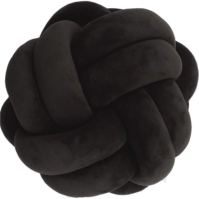 Bola de almohada con nudo transformacional, cojín de suelo, decoración de almohada para el hogar (negro)