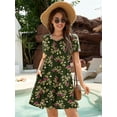 thumbnail image 2 of Chiclily Women's Summer Dress Yellow Leaves Rose Large Casual Short Sleeve V Neck T Shirt Dresses with Pockets, 2 of 6