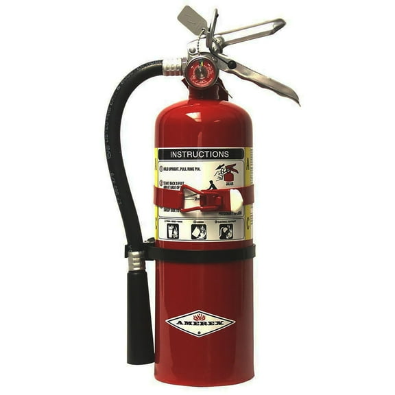 Amerex B500T ABC Dry Chemical Fire Extinguisher with Aluminum Valve and Vehicle Bracket, 5 lb.