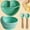 Mint Green-4pcs, variant on 1 Set Of 4pcs Silicone Baby Feeding Set, Baby Self-weaning Set, Suction Bowl, Spoon, Bib, Cup, Enhancing Self-feeding Skills, Dishwasher Safe.