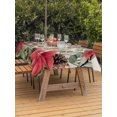 thumbnail image 2 of Outdoor Tablecloth with Umbrella Hole and Zipper, Christmas Poinsettia Rectangle Table Cloth 54x80 Inch Waterproof Tablecloth, Xmas Birds Berries Eucalyptus Botanical Picnic Table Cover for Patio, 2 of 7