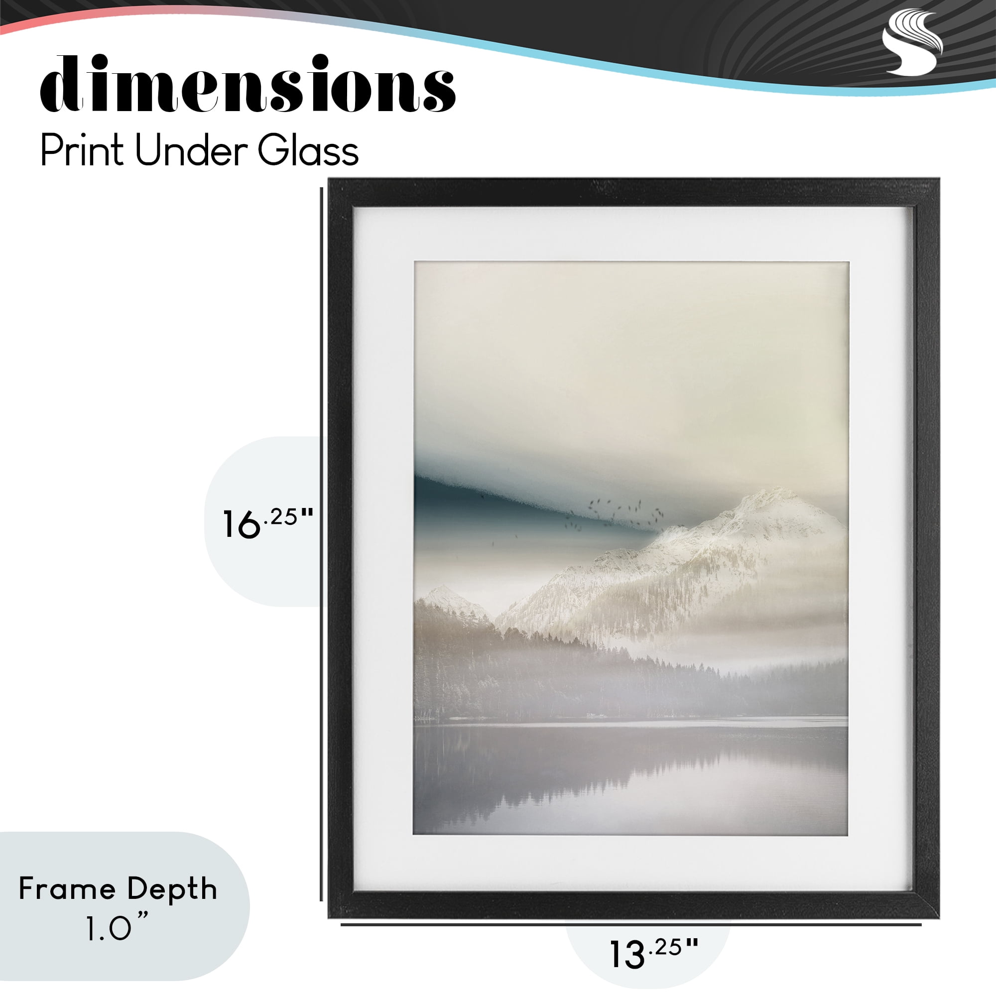Stupell Industries Mountainous Vanilla Landscape Black Framed Print Under Glass, design by Gemma Bardot