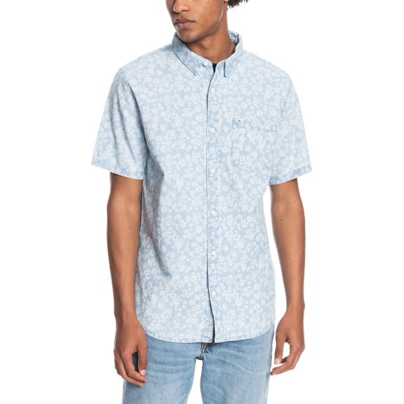 Quiksilver Men's Axwell Short Sleeve Shirts, Turquoise, XX-Large