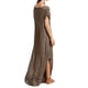 thumbnail image 4 of Vestido a juego con cuello en V, casual, holgado, manga corta, maxi con bolsillo, 4 of 5