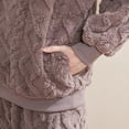 thumbnail image 3 of Defitshape Women's Fuzzy Flannel Fleece Pajama Set Comfy Lounge Winter Warm Loungewear Set Coffee Medium, 3 of 4