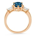 thumbnail image 2 of 2.5 ct Pear Cut Natural London Blue Topaz 3 Stone 14K Rose Gold Womens Engagement Ring, 2 of 3