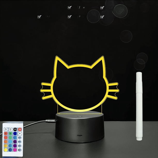 Tablero de mensajes escritos a mano en acrílico para dormitorio, luz nocturna 3D que puede limpiar el tablero en blanco, lámpara de escritorio pequeña LED