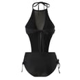 thumbnail image 5 of UTSJKR One Piece Swimsuit for Women Summer Tummy Hiding Straped Bathing Suit Sexy High Neck Backless Mesh Swimsuits Black 8, 5 of 8