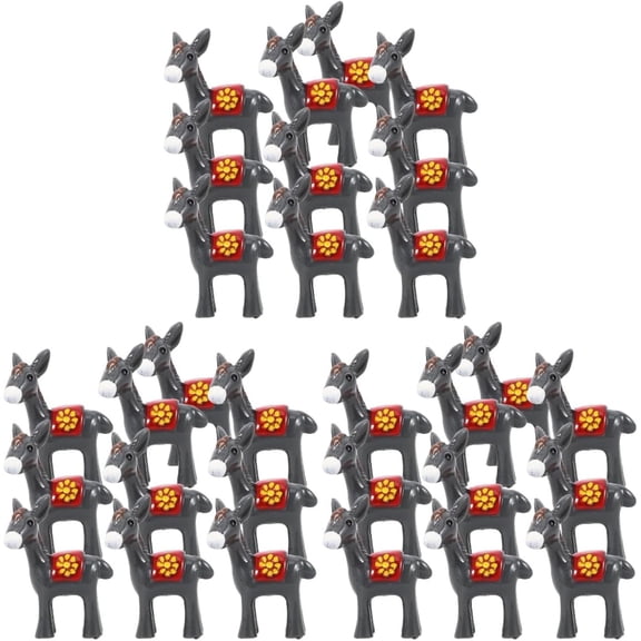 Miniature Donkey Figurines Resin Mini Animal Statues for Fairy Garden Pot Decor Sculpture 30 Pack
