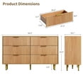 thumbnail image 3 of Huisuilinss Fluted 3/5/6 Drawer Dresser For Bedroom,Wood Wide Chest Of Drawers,Tall Nightstand,Double Dresser,Modern Side Table With Metal Handle & Feet For Living Room Hallway, 3 of 7