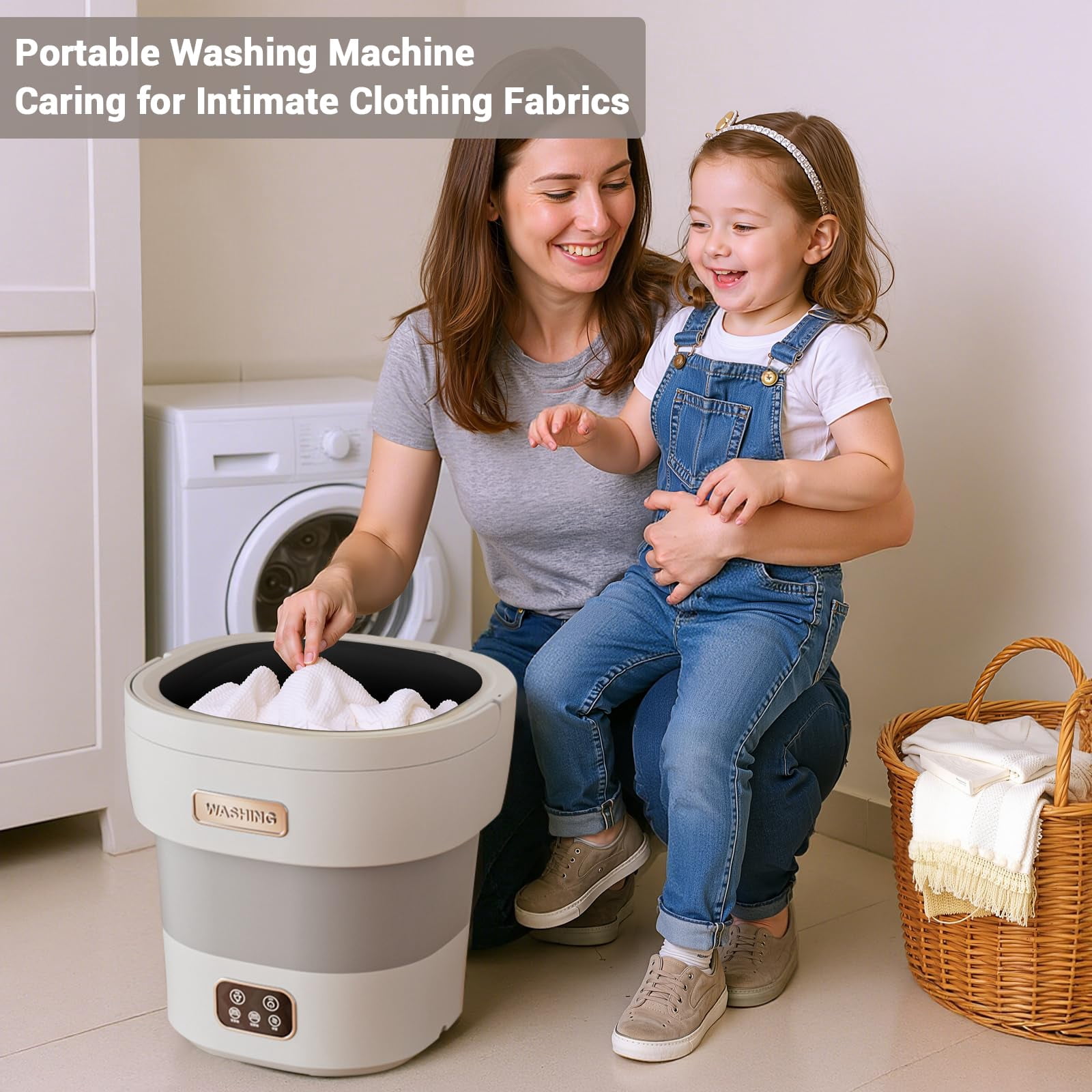 Mini Washing Machine and Dryer, 12L Portable Mini Washer, Foldable Small Washing Machine with Basket Spin for Travel, Apartment, Socks, Underwear