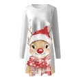 thumbnail image 4 of Drie Long Sleeve Dress Hoodie Women Christmas Sweater Dress Printed Long Sleeve Knit Mini Dress Xmas Tunic Dress White,2XL, 4 of 6
