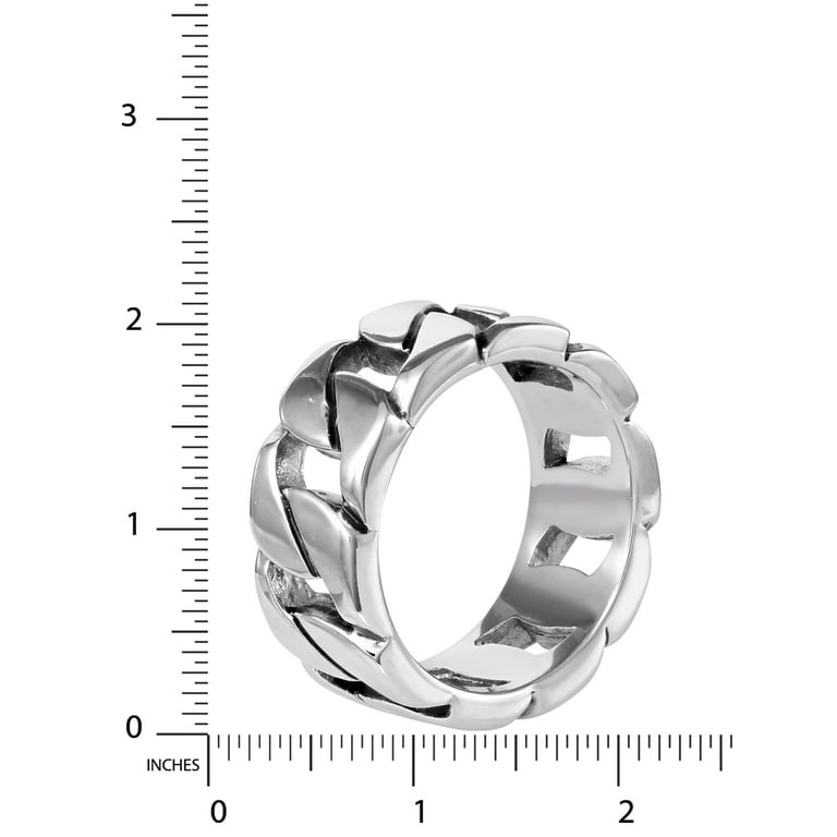 Men's Silver Chain Ring 10