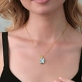 thumbnail image 3 of Gem Stone King 8.32 Ct Octagon Checkerboard Sky Blue Topaz White Diamond 18K Yellow Gold Plated Silver Pendant with Chain, 3 of 5