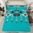 thumbnail image 2 of Feelyou Teal Aztec Women Bed Sheets, Rustic Farmhouse King Sheets, Mandala Southwestern Sheet Set, Ultra Soft Bedroom Decor, 4 Pieces, 2 of 7