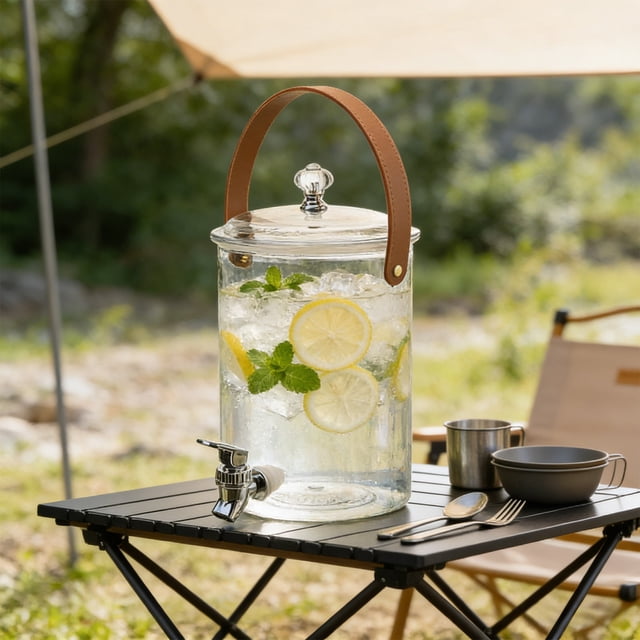 Ohmyroo Large Cooling Water Dispenser 128oz With Faucet Fridge Beverage Jug Household Server