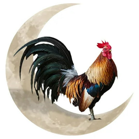 Pcapzz Rooster Moon Wall Decor Metal,Wall Hanging Sign Unique Rooster Moon Wall Durable Arts Pendant for Outdoor Indoor Home Wedding Wall Decoration