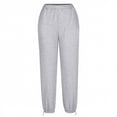 thumbnail image 4 of oqasdz Women Casual Joggers with Drawstring Waist Pocket Wide Leg Soft Comfort Solid Color Pants Work School Stretch Summer Dailywear, 4 of 5
