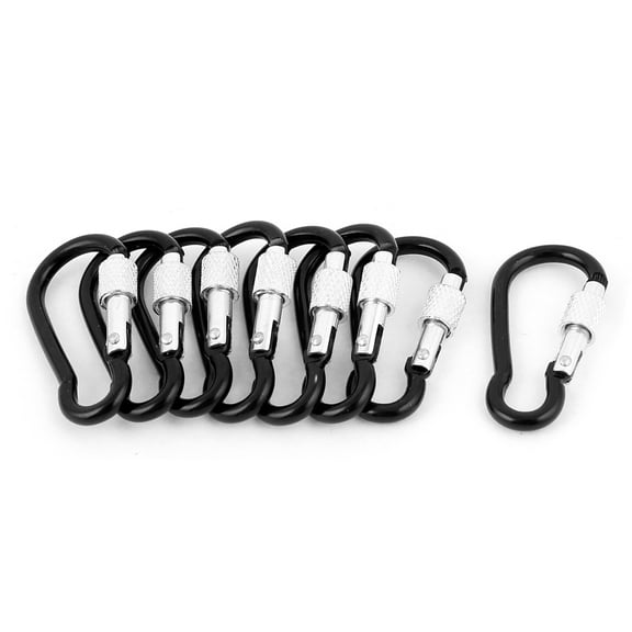 8pcs Black Metal Bottle Gourd Shape Screw Locking Clip Carabiner Key Carrier