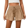 thumbnail image 4 of Ounisa Women's Summer Casual Fashion Solid Drawstring Elastic Waist Loose Culottes Shorts Flowy Breathable Lightweight Airy Shorts, 4 of 7